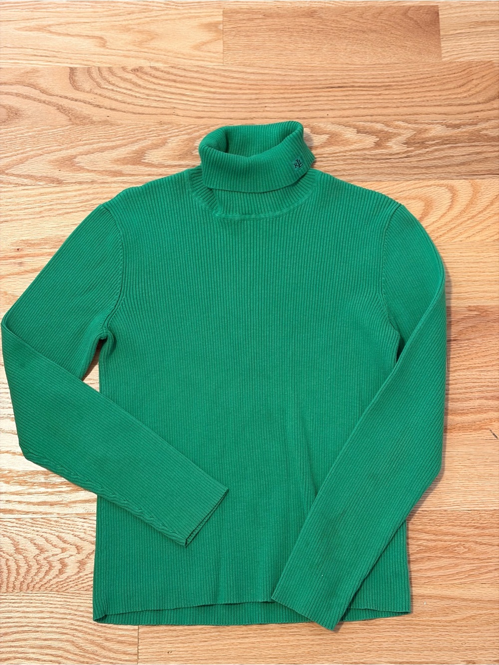 Ralph Lauren Green Ribbed Turtleneck Sweater